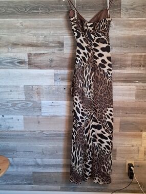 Leopard Print Maxi Dress in Brown